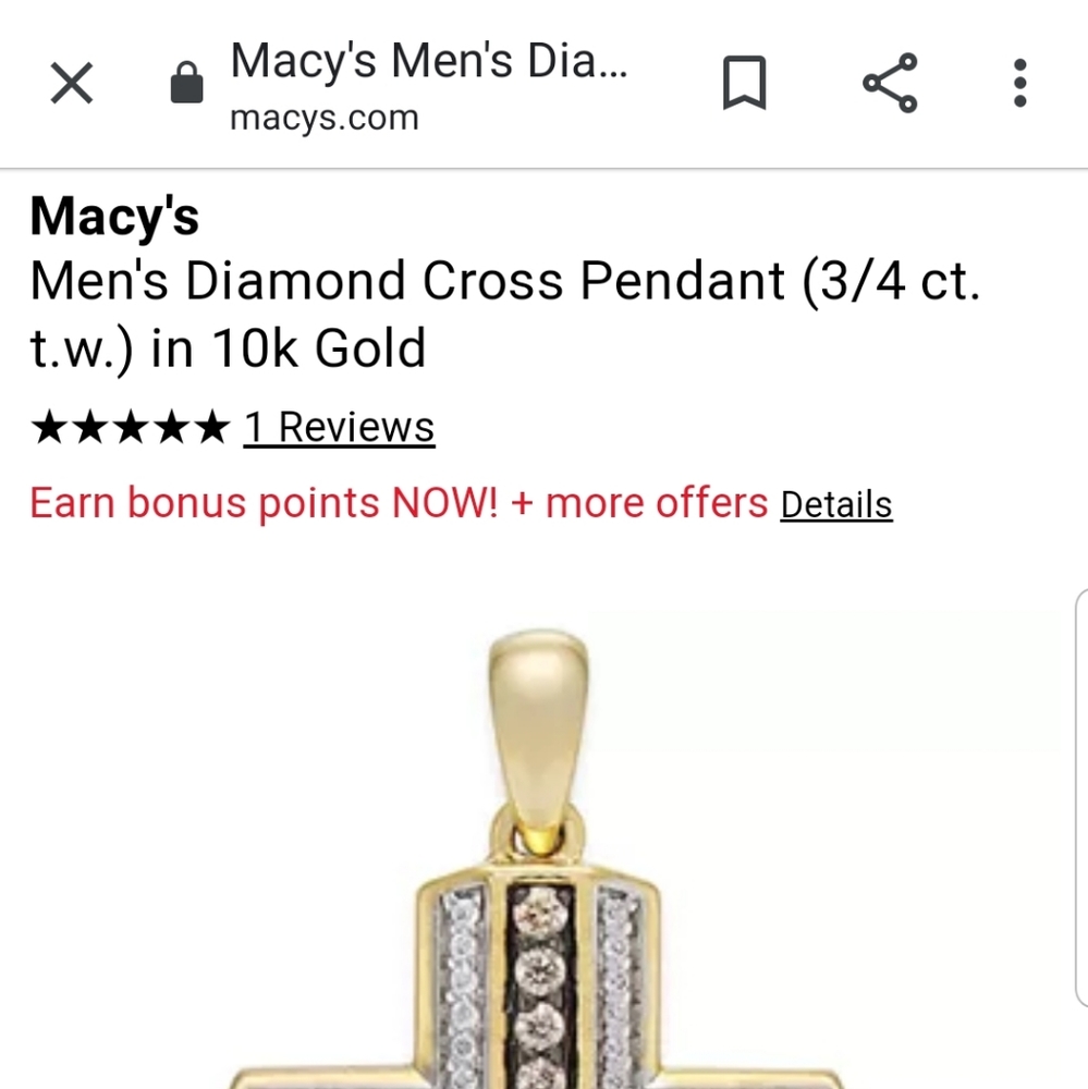 Men's Diamond Cross Pendant (3/4 ct. t.w.) in 10k